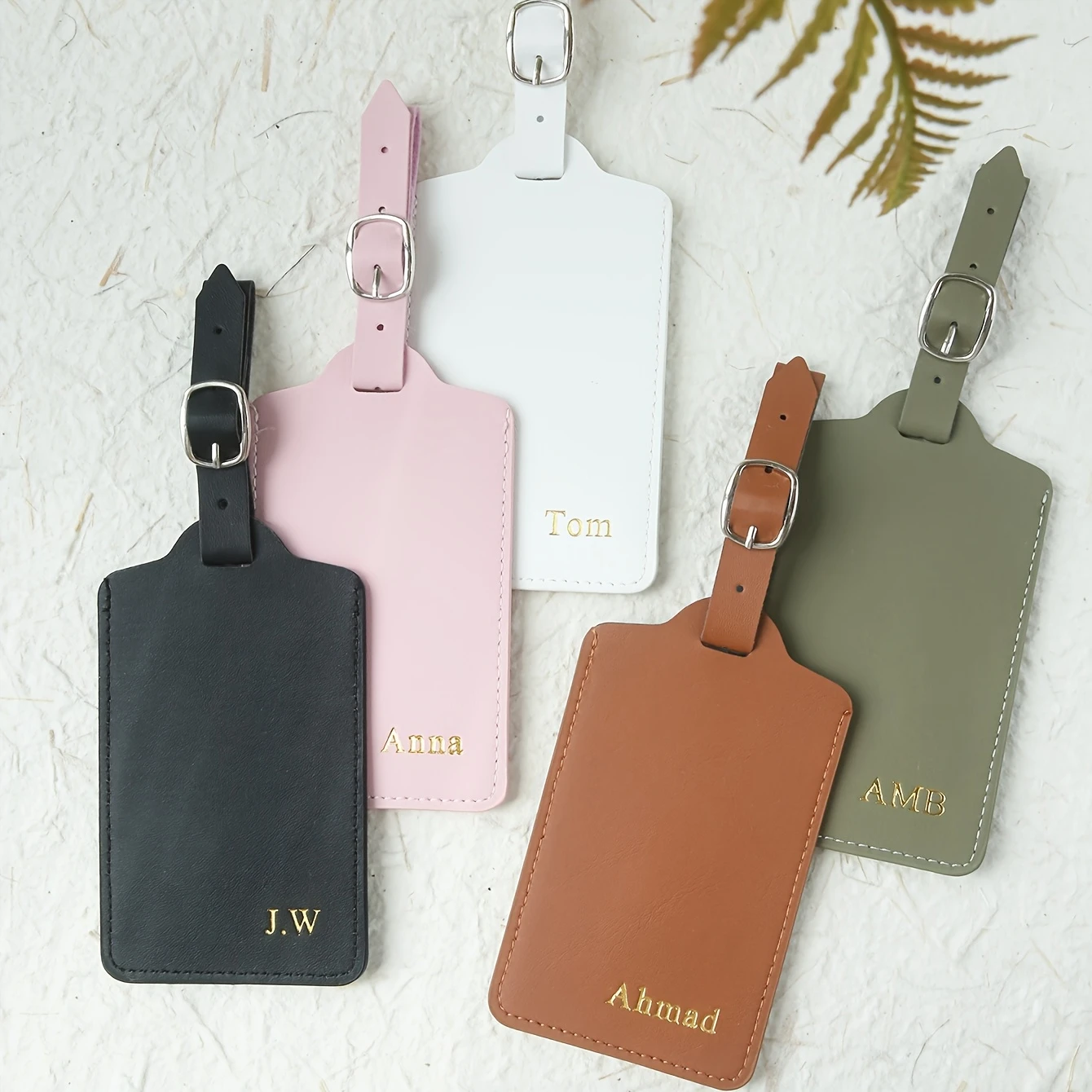 Custom Name Hot Stamping Monogram Luggage Tag Minimalist Lightweight Travel Card Pink Green Brown Suitcase Accessory