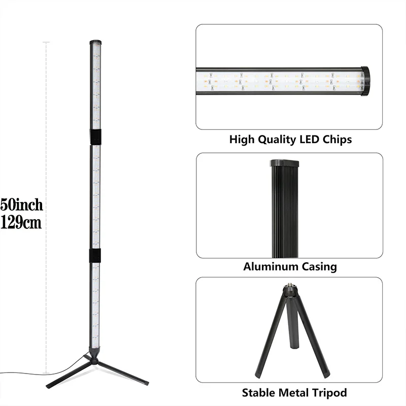 Standing Grow Light,32W Full Spectrum LED Plant Light for Indoor,T10,Vertical Grow Light, Wide Coverage,50in Height with On/Off