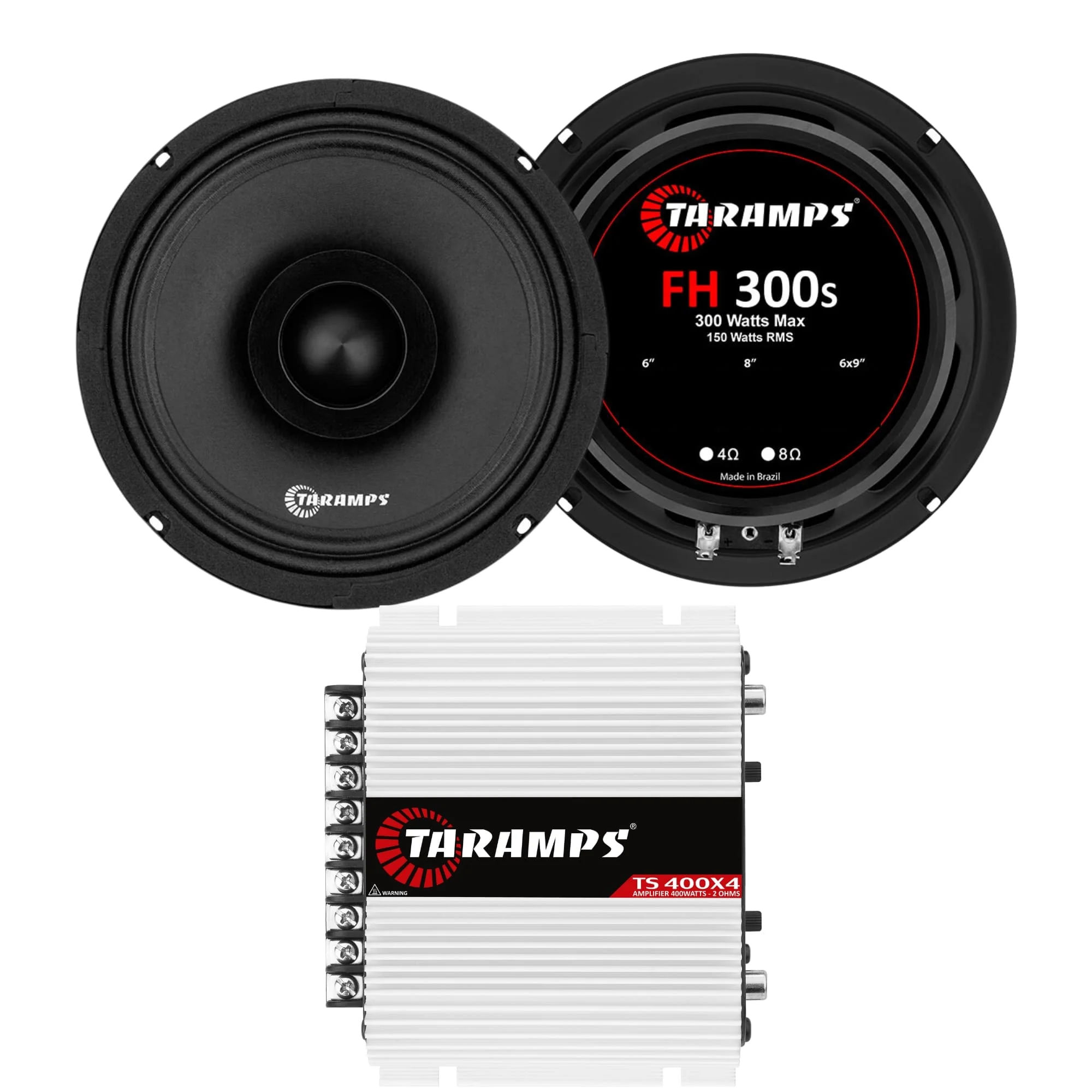 FH 300S 150W RMS 4 Ohms and TS 400X4 Taramps Module Par Speaker Kit