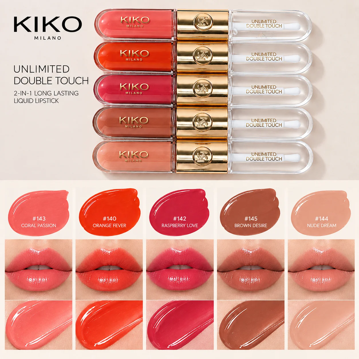 Kiko Limited Edition Headed Lipstick Transparent Mirror Non Fading Non Stick Cup Lip Gloss Rose Red Paste Naked Nature Lip Makeu