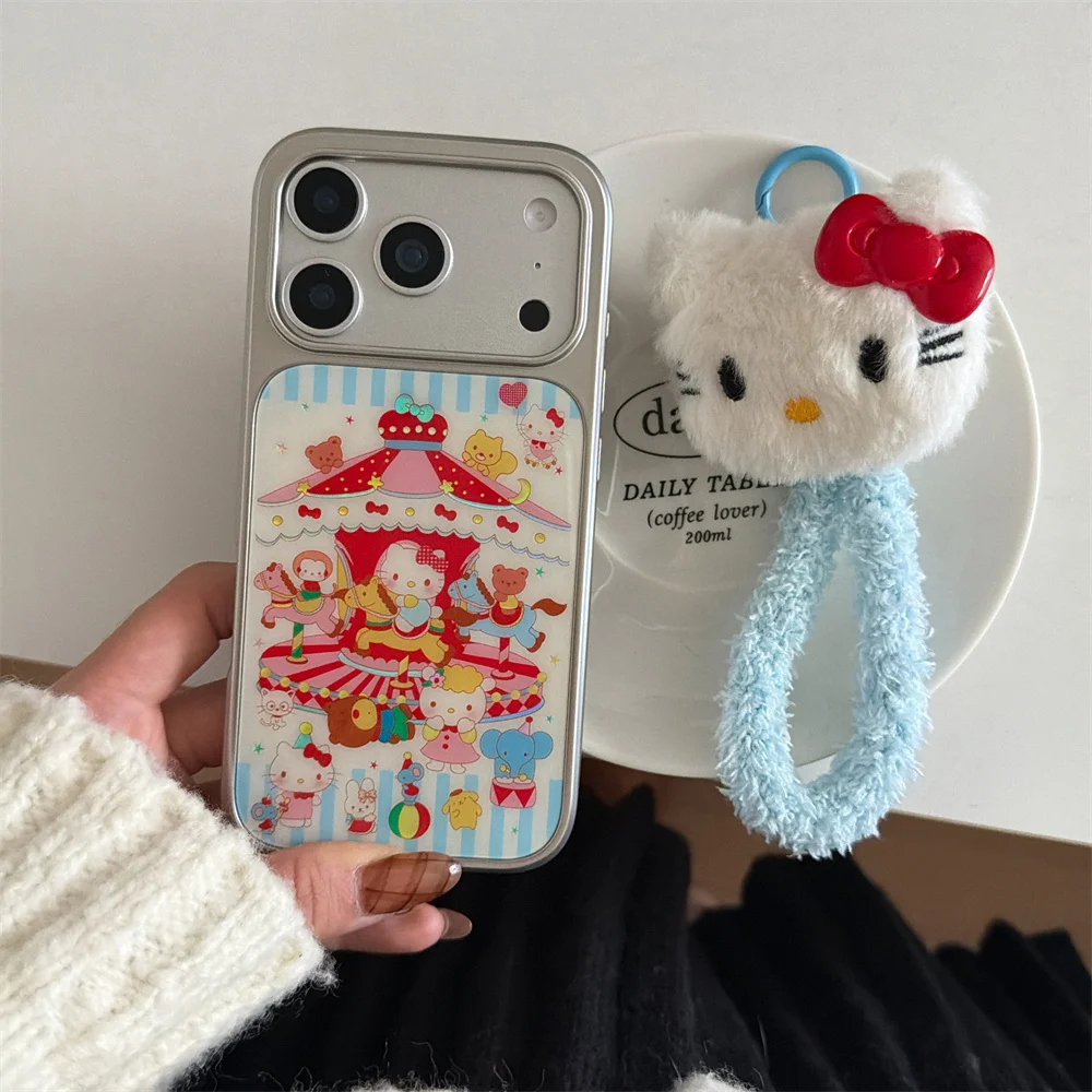 

New cute Korean skiing HelloKitty lanyard phone case, suitable for iPhone 17 Pro Max 14 15 16 13 Pro Max Pro anti fall all inclu
