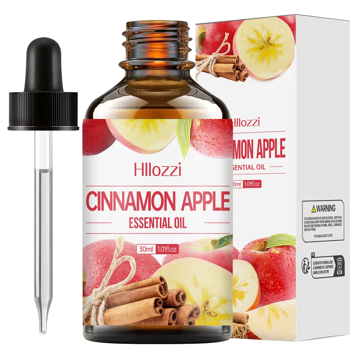 Hllozzi 1 pièces huile essentielle avec compte-gouttes cannelle pomme massage corporel soins de la p