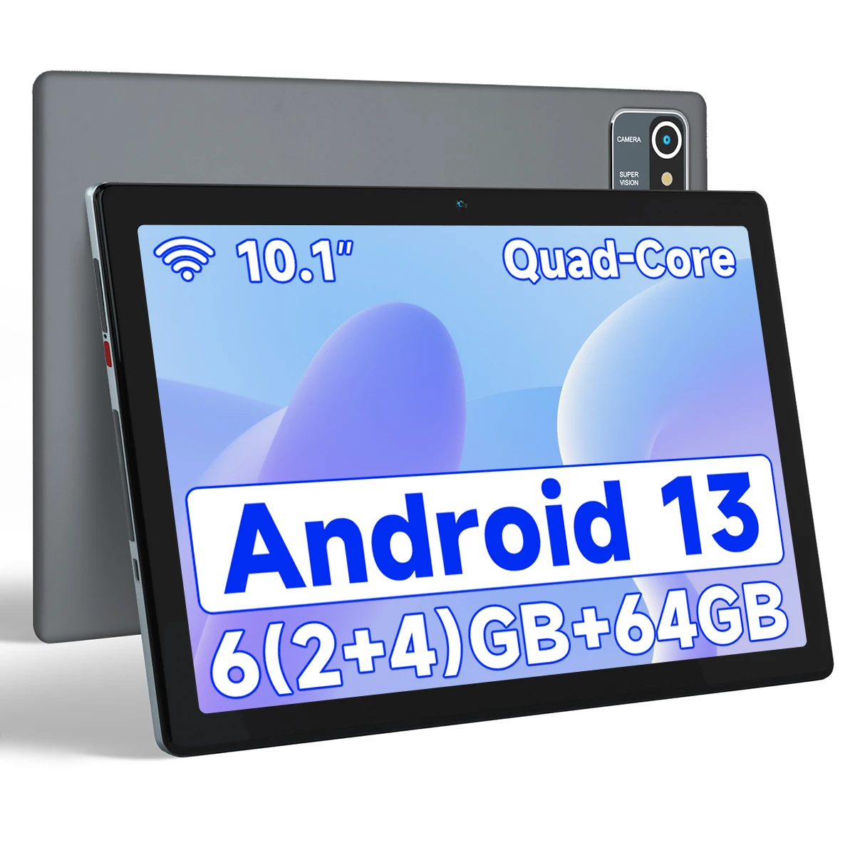 

10 inch Android 13 Tablet PC 6GB RAM+64GB ROM (1TB Expand) Quad-Core WiFi 6 BT5.0 Type-C 5000mAh 1280x800 HD Touch Screen