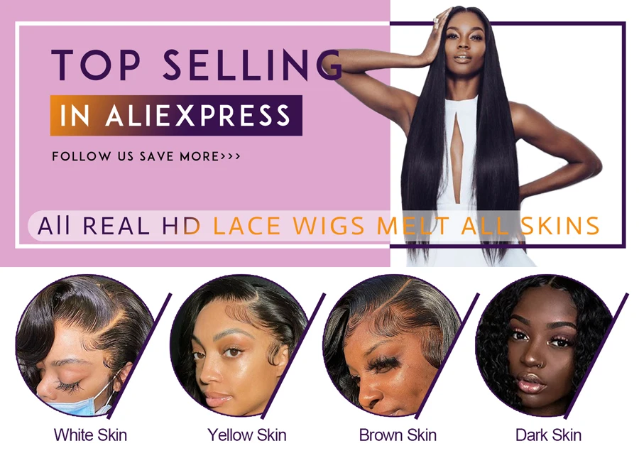 SKINLIKE Echthaar HD Lace Frontal Melt Skins Gerade Unsichtbare HD Lace Closure, Tiefwelle, Kinky Curly, Wasserwelle – Detail 1