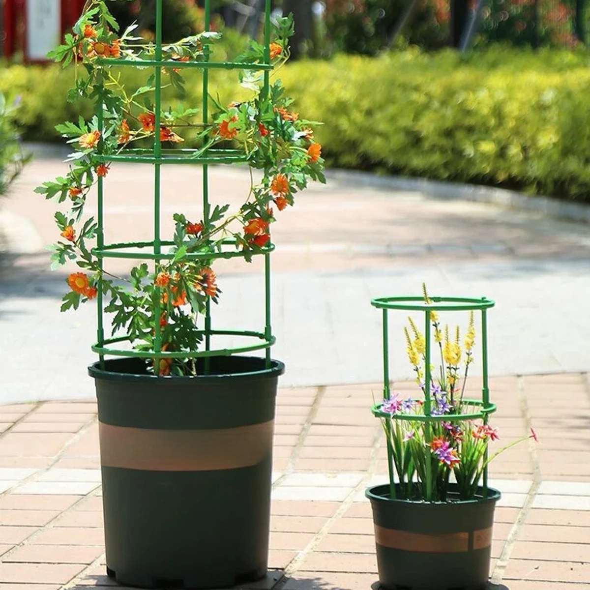 9 pièces/ensemble 3 couches Support de plante piquets de plante rond anneau de Support de plante en plastique Support de Cage de plante Pot de fleur treillis grimpant