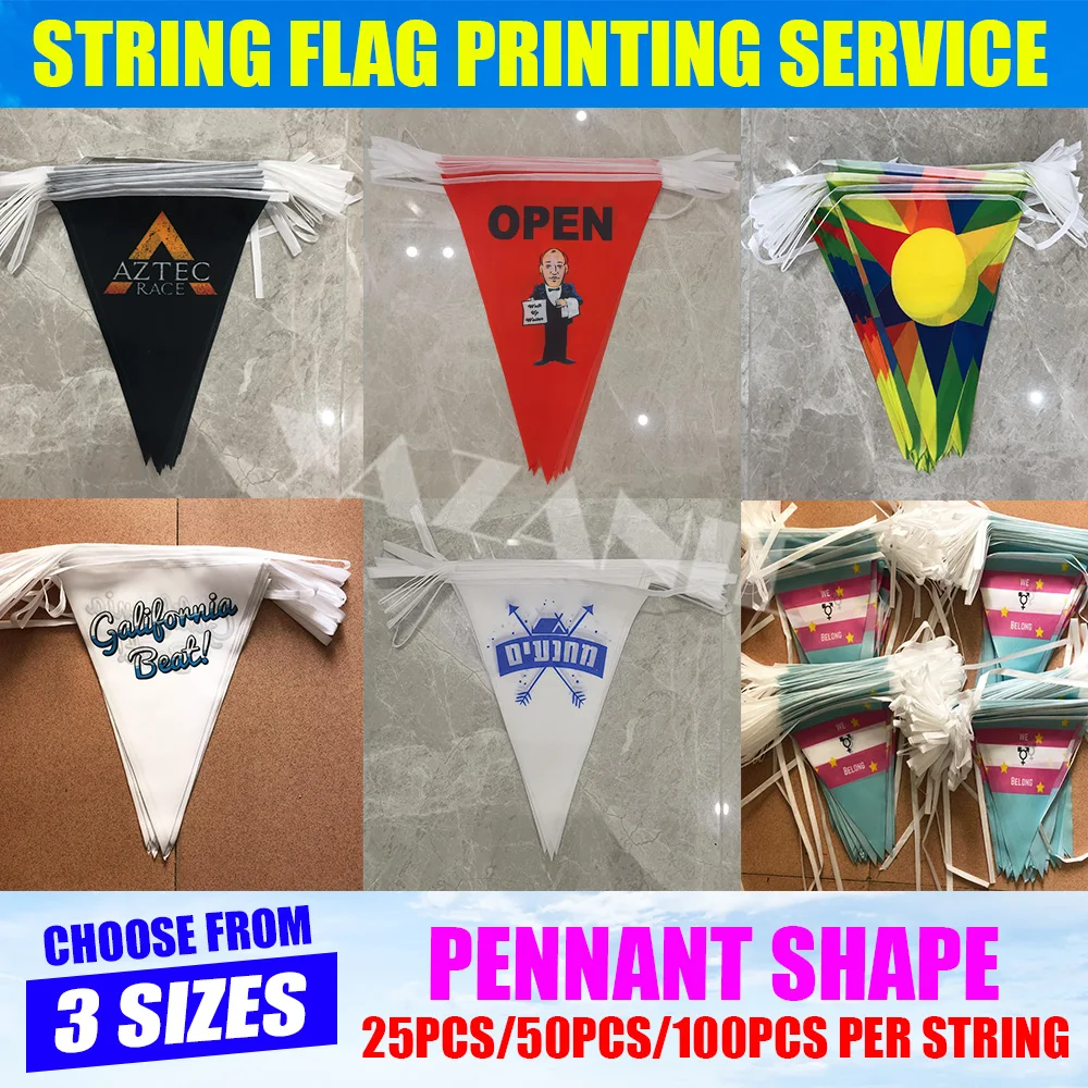 Custom DIY Design Logo Bunting Flag String Pennant Banner with Photo Text for Events Promotions School Party Wedding Decorations