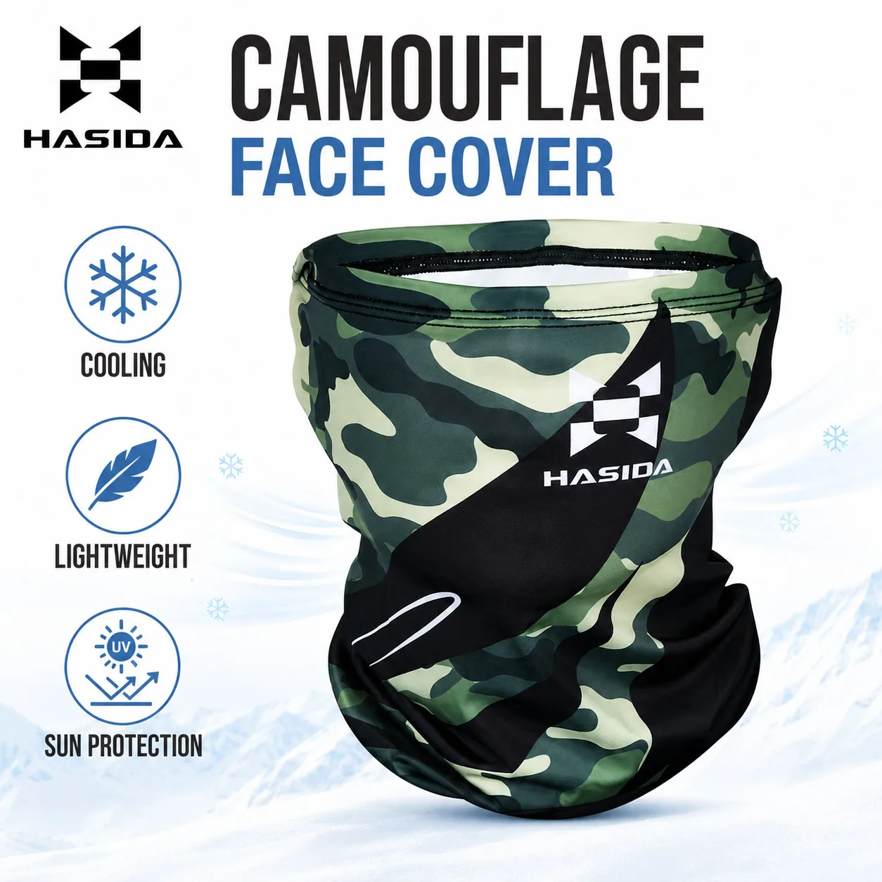 HASIDA 1PC Camouflage Color Breathable Light&Comfortable Cool Feeling Sunscreen Summer Fishing Face Towel&ICE SLEEVE view 3