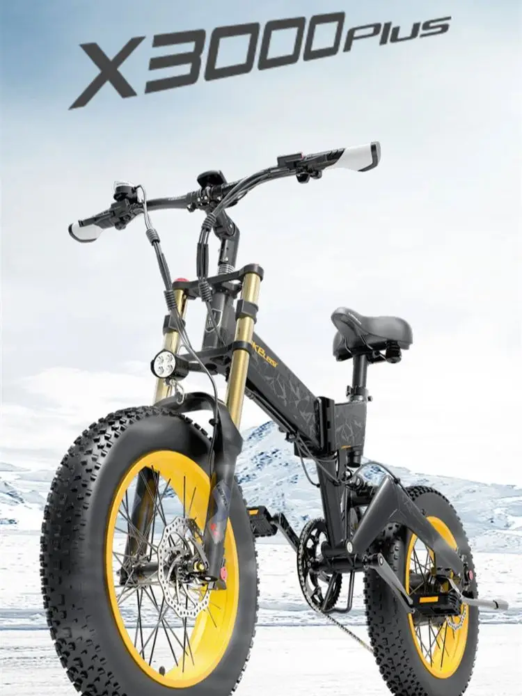 AliExpress LANKELEISI X3000PLUS Folding Electric Bicycle 1000W 48V17.5AH Hydraulic Brake Electric Bike 20*4.0 Inch Fat Tire Mountain E-bike