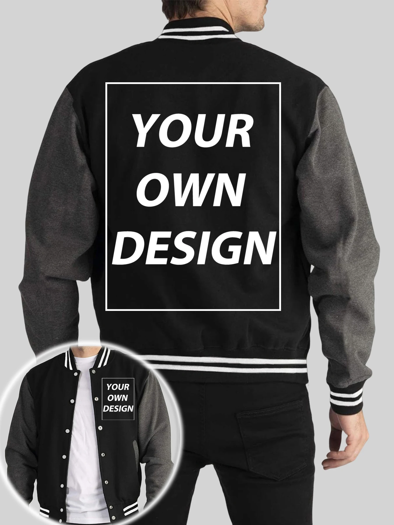 Autumn Winter Men Personalized Custom Your Logo Street Casual Baseball Jackets Classic Oversized Outwear Loose Sport Button Tops