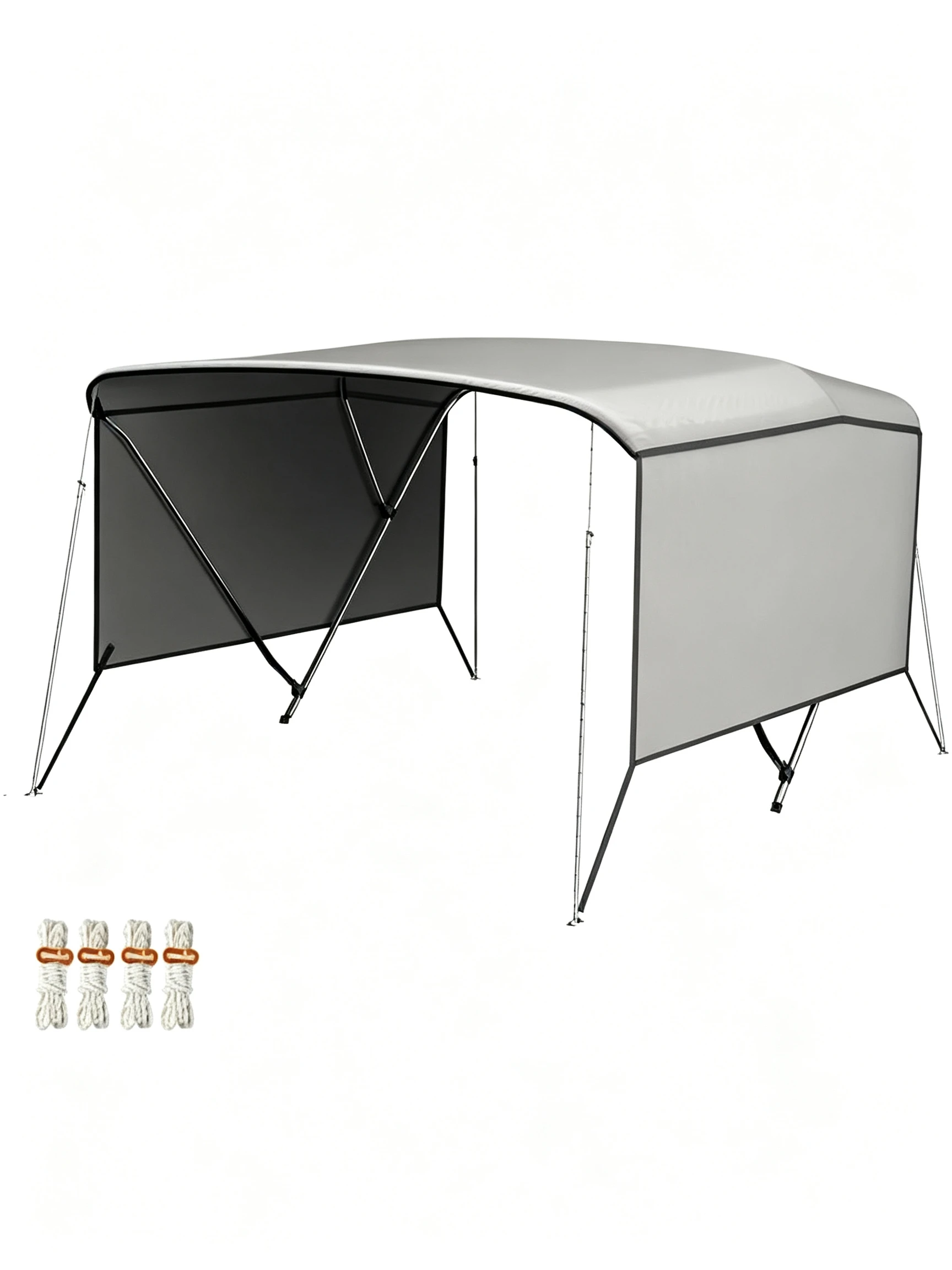 3 Bow Bimini Top Bootsabdeckung Mit Integrierter Schutzhülle, Wasserdicht & UV-Beständig, 600D Polyester Sonnenschutz, Aluminiumrahmen Mit Abnehmbaren Mesh-Seitenwänden, Für Schlauchboote & Runabouts
