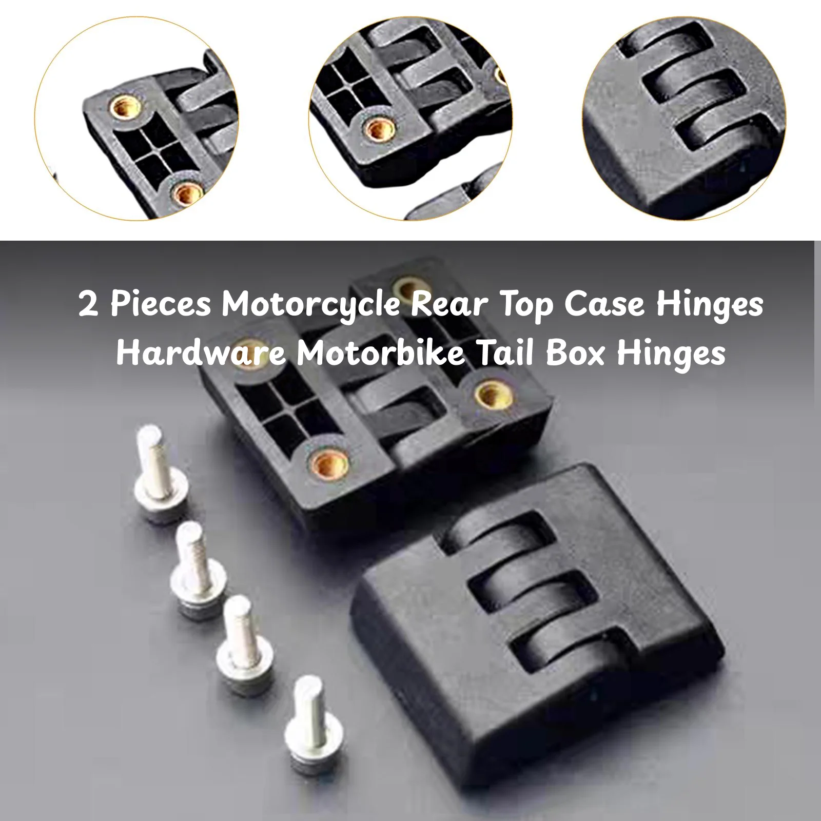 2 Pcs Motorcycle Rear Top Case Hinges Includes Two Nylon Hinges Eight Screws Hardware Motorbike Tail Box Hinges Easy to Install