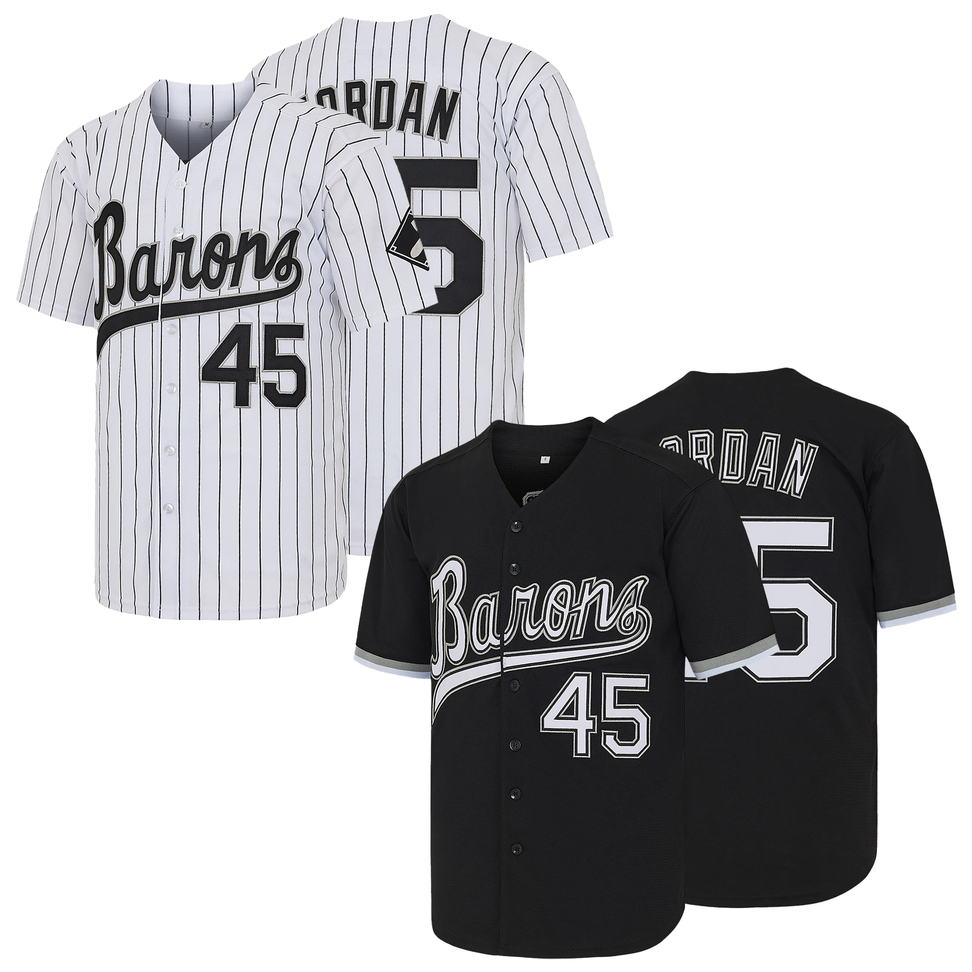 Para Hombre # 45 Jordan Barons Camiseta de béisbol con bordado retro de los años 90, ropa de béisbol para entrenamiento, regalo para fanáticos