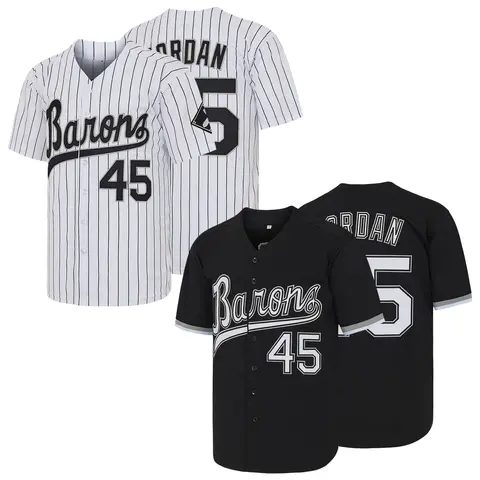 Men's #45 Jordan Barons 90s Retro Embroidery Baseball Jersey, Training Match Baseball Apparel,Fan Gift