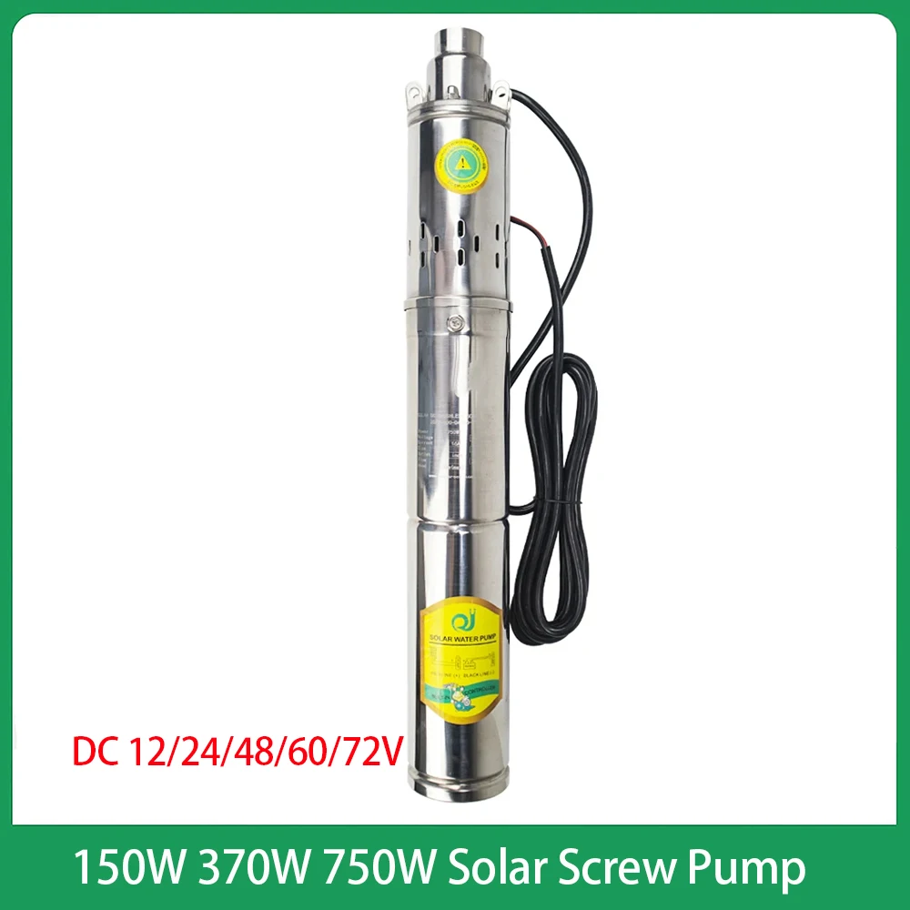 

750W 370W 150W Solar DC Water Pump Max Head 100M 3Inch Solar PV Stainless Steel Brushless Deep Well Pump Max Flow 2000L Per Hour