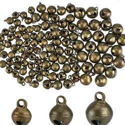 100pcs Mini Jingle Bell Vintage Bronze Small Elliptical Antique Brass Bell for Crafts and Christmas Halloween Festival Decor