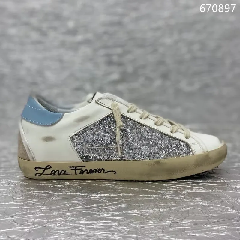 حذاء كلاسيكي ذهبي للرجال والنساء ، حذاء بتصميم جلد حقيقي ، مصمم فهد فضي لامع ، جديد