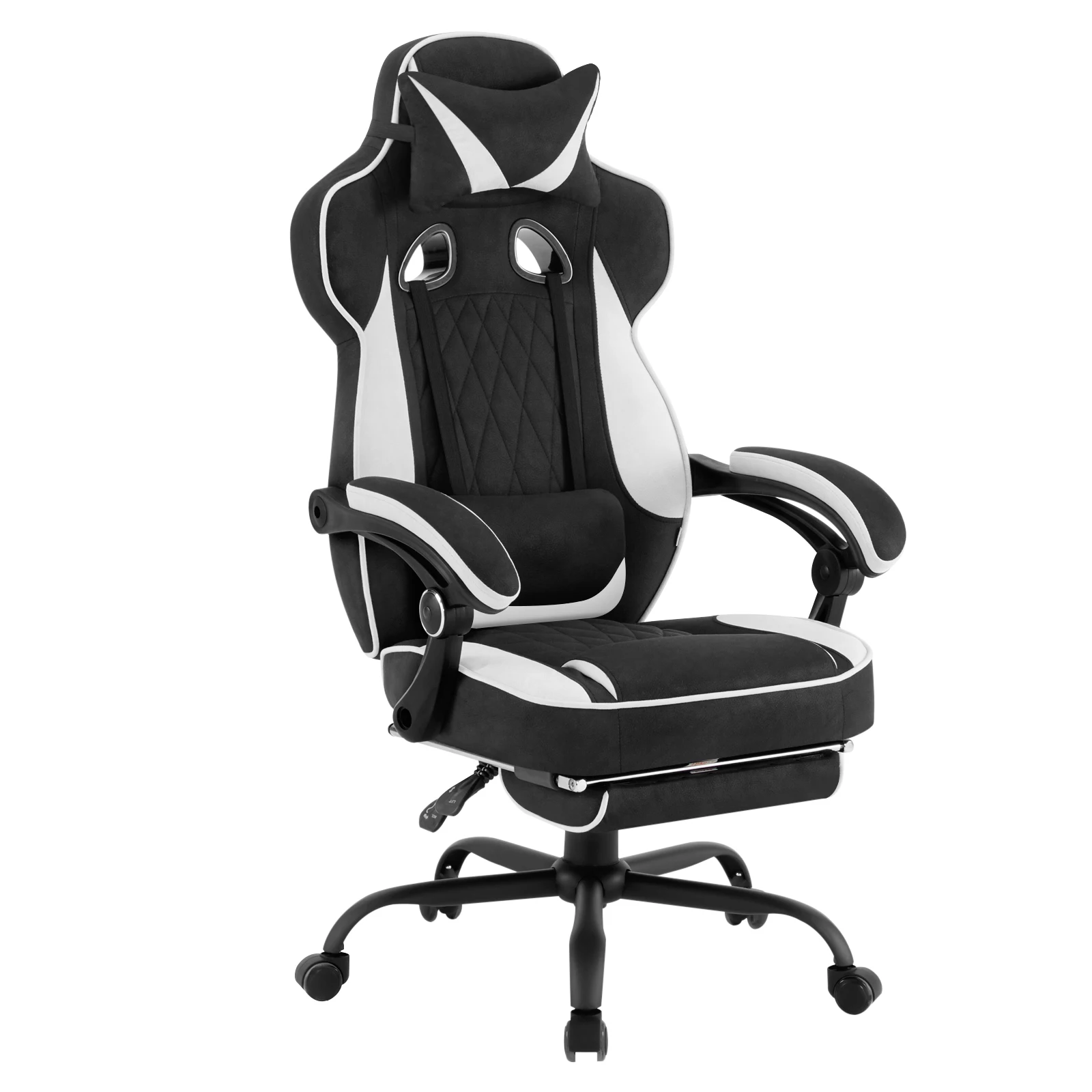 Rotatable Computer Armchair Swivel Gaming Chair with Pocket Spring Cushion Ergonomic Office Chair Wide Seat Footrest