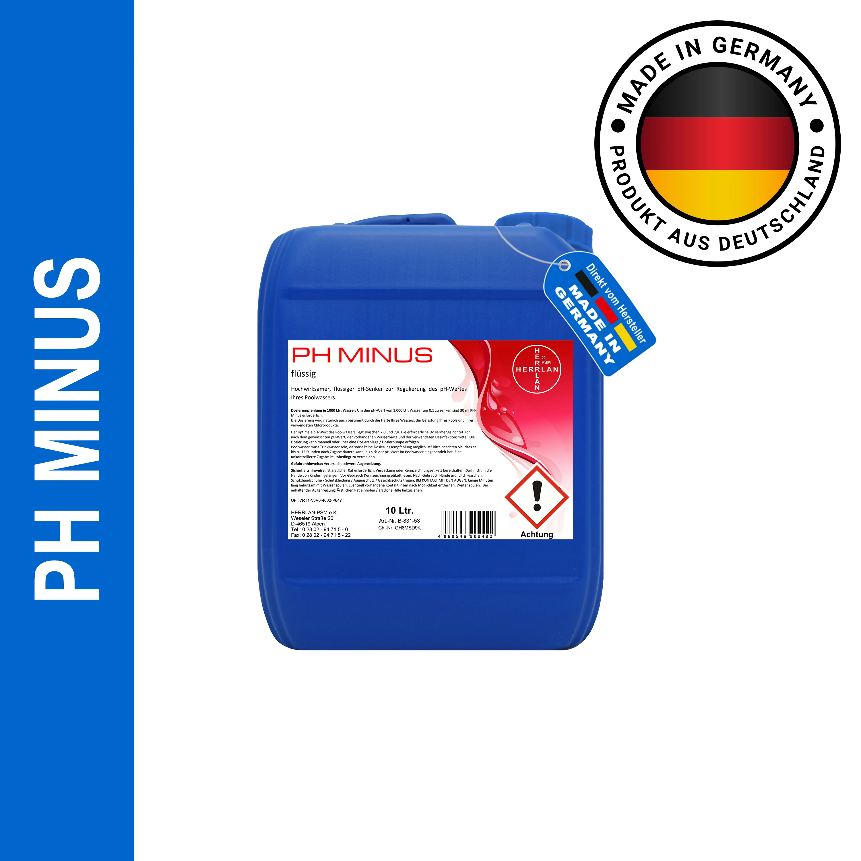 HERRLAN ® PH Minus-Vloeistof pH Lager voor zwembad en zwembad-Professionele pH-regeling voor chloor en zout water