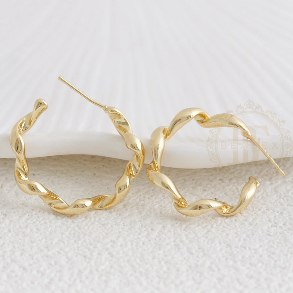 DIY Supply-2 قطعة من حلقات النحاس الصلب مع دبوس من الفضة الاسترليني - حلقة 24.4 × 4.6 ملم (4921C-11)