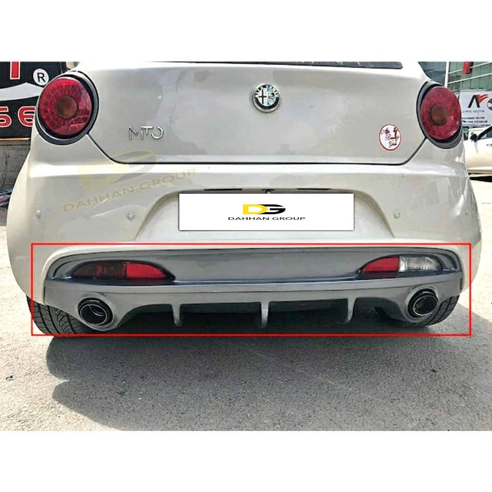 A. Lfa Romeo Mito 2008 - 2018 Bumper Belakang Diffuser Sayap Spoiler Ras Sporty Kit Mentah atau Dicat Bahan Fiberglass Kualitas Tinggi