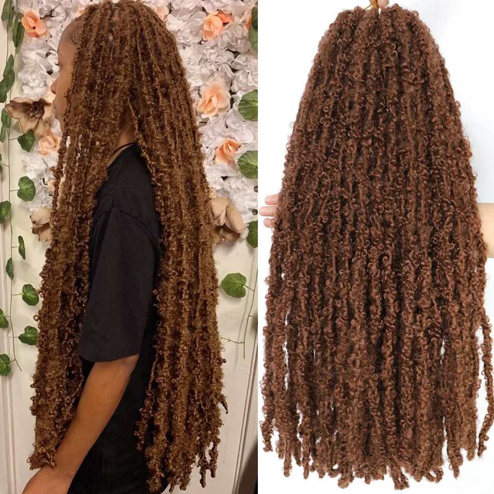 18 24 36 Pouces Papillon Locs Crochet Cheveux Distressed Locs Crochet Tresses Messy Faux Locs Tressage Extensions De Cheveux pour les femmes