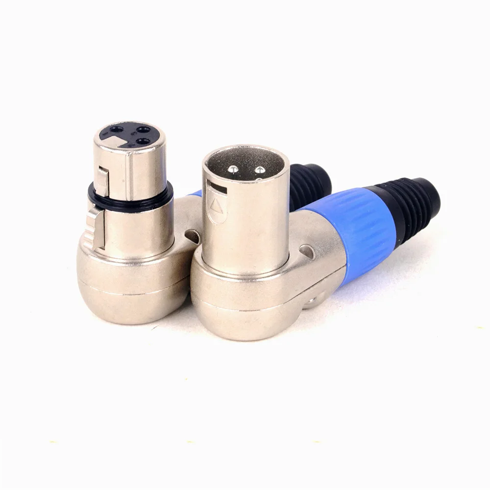 1pc Right Angle 90 Degree 3Pin XLR Male/Female Jack Connector Mic Cable Audio Wire Connector for Speaker Systems Radio Station