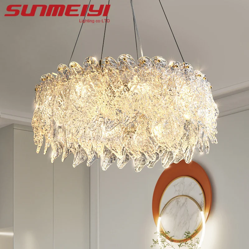 Luxury Glass Crystal Leaf Lamp LED Chandelier For Living Dining Room Bedroom Study Room Decoration Home Lighting люстра потолочн