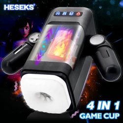 HESEKS Automatic Thrusting Vibrating with Heating Masturbation for Men Real Vagina Blowjob Male Masturbators with Phone Holder