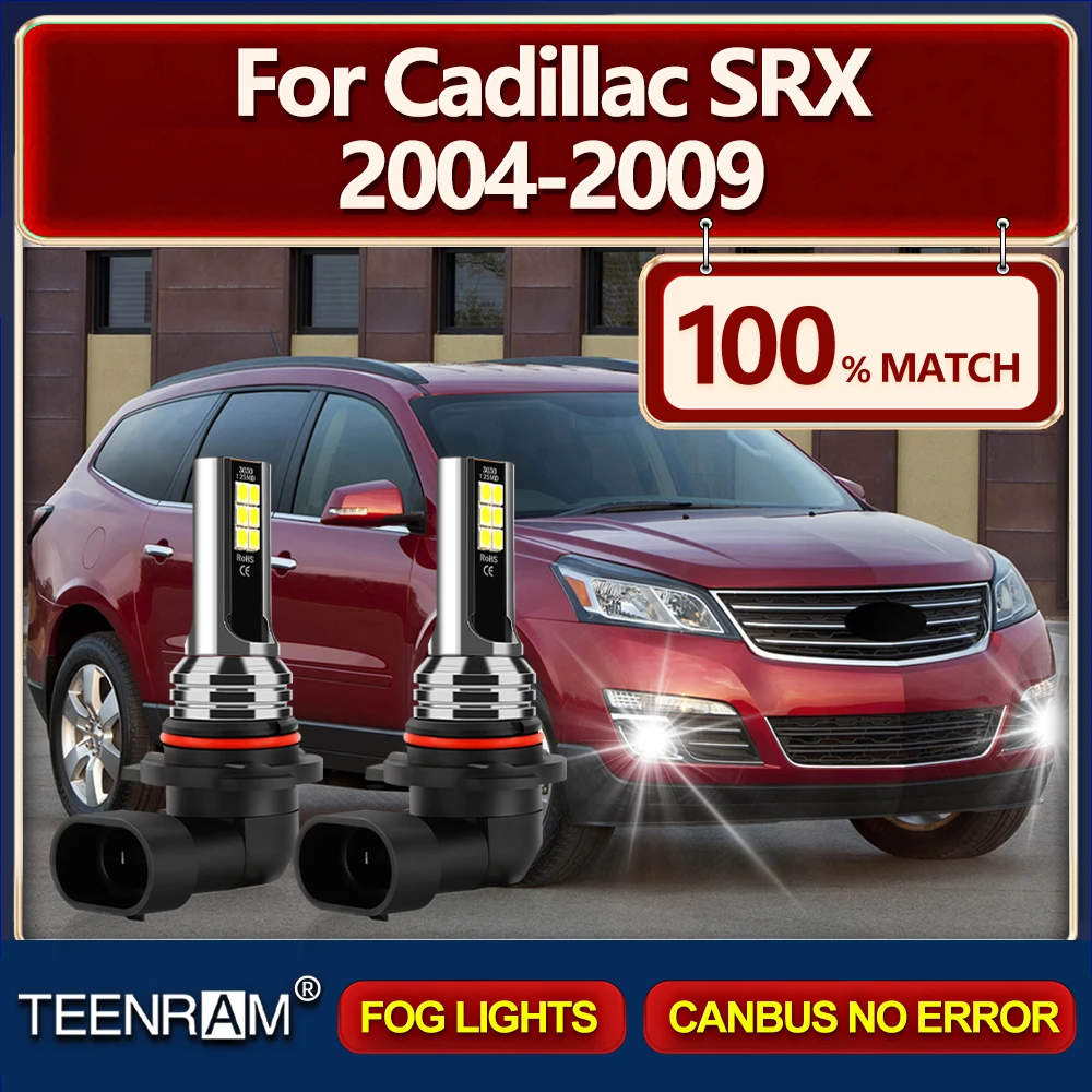 60W 9005 HB3 LED Fog Lights Bulbs 6000K White Wireless Fog Lamps 12V 24V For Cadillac SRX 2004 2005 2006 2007 2008 2009