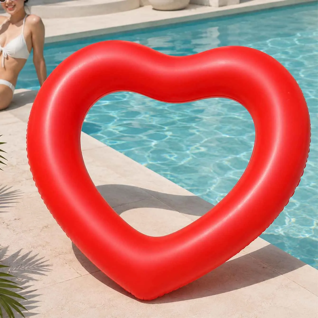 1PC Heart Shaped Inflatable Pool Floats PVC Swim Ring Red Pink Love Swimming Tube for Adults Beach Pool Party Summer Water Toy
