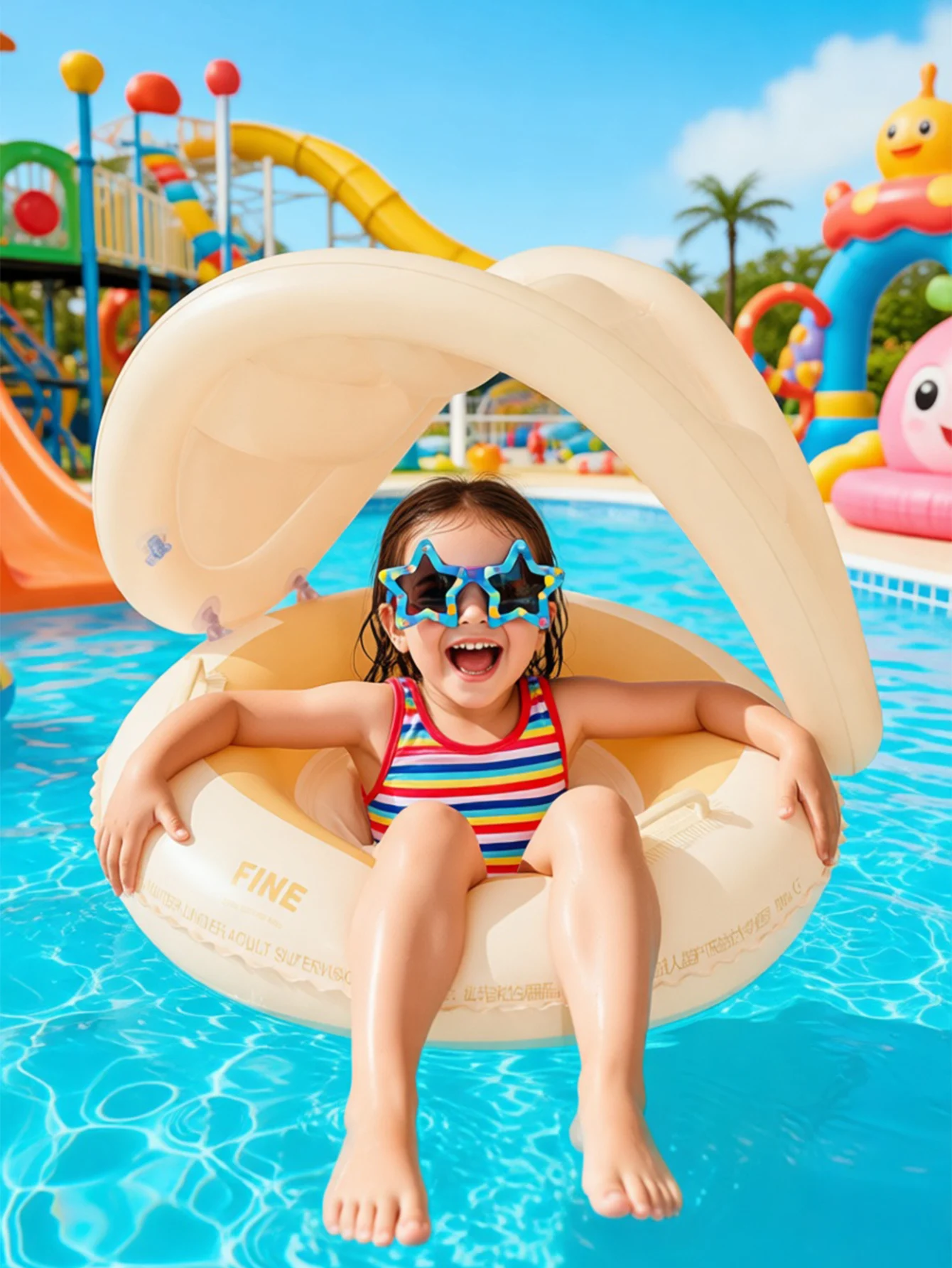 

Pool floats with sunshades, floating pool chairs, and adjustable sunshade training floats – enjoy a relaxing floating experience
