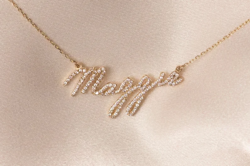 18K 금도금 맞춤 레터 목걸이, 개인 맞춤 다이아몬드 - Name Necklace Custom 리뷰 및 가격