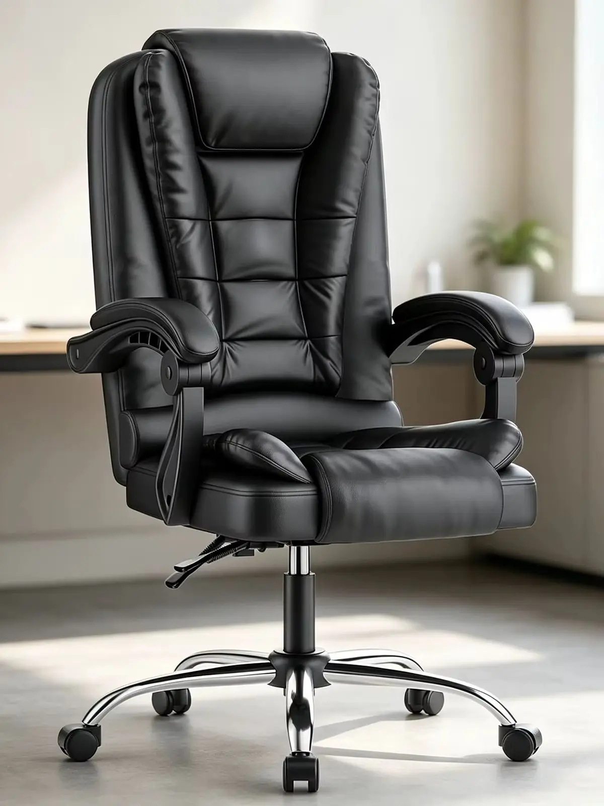 Dryfeedo Ergonomischer Bürostuhl, Schreibtischstuhl mit hoher Rückenlehne, PU-Leder, Drehstuhl, Liegestuhl, Gaming-Stuhl für Büro und Zuhause