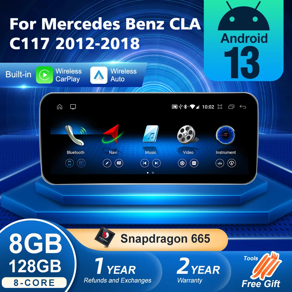 

Android 13 Wireless CarPlay For Mercedes Benz CLA C117 2012-2018 Car Multimedia Navigation Auto Radio GPS SWC DSP 4G WiFi