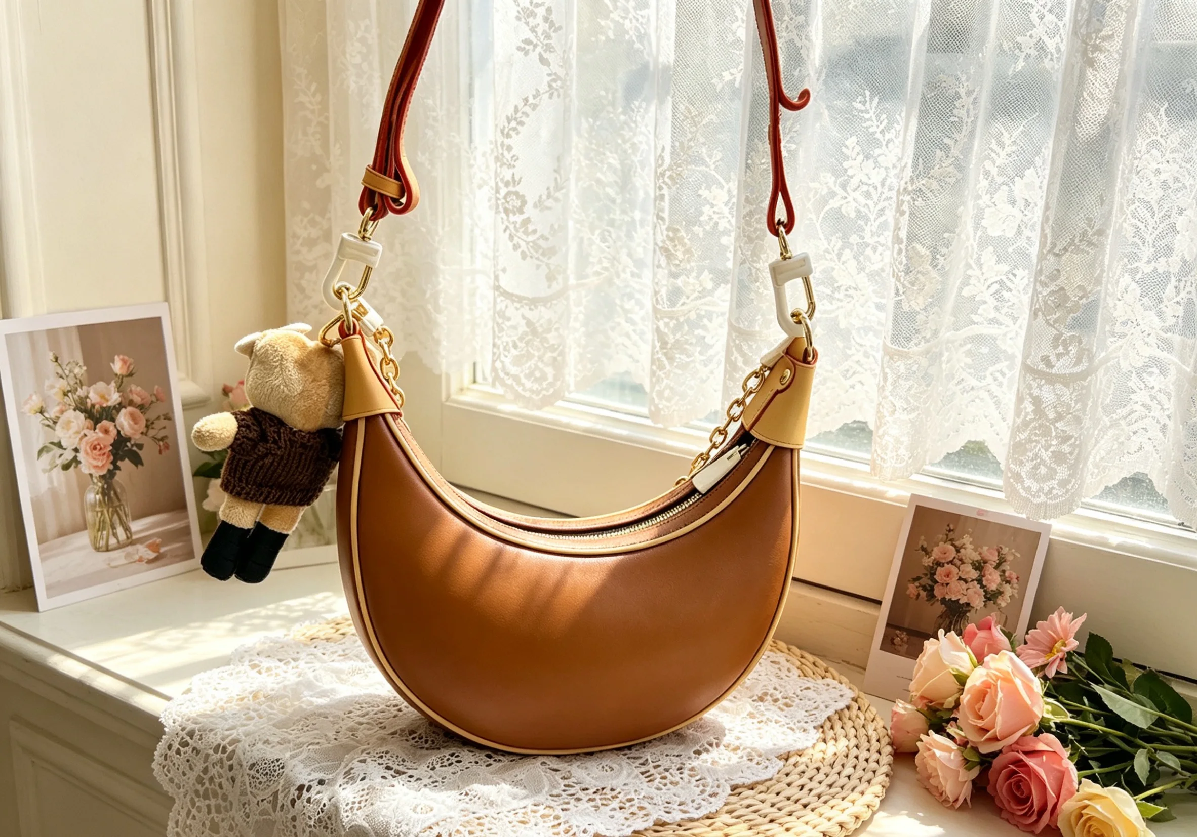 Women Soft PU Leather Daily Crossbody Purse 23-12CM