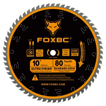 FOXBC 254mm Table Saw Blade 80 Teeth Ultra Finish Wood Cutting 1pcs