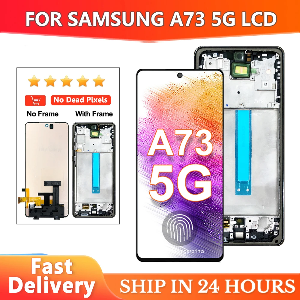 Tested 6.7\'\' For Samsung A73 5G LCD A736B A736B/DS Display Touch Screen Digitizer with Frame Assembly Replacement