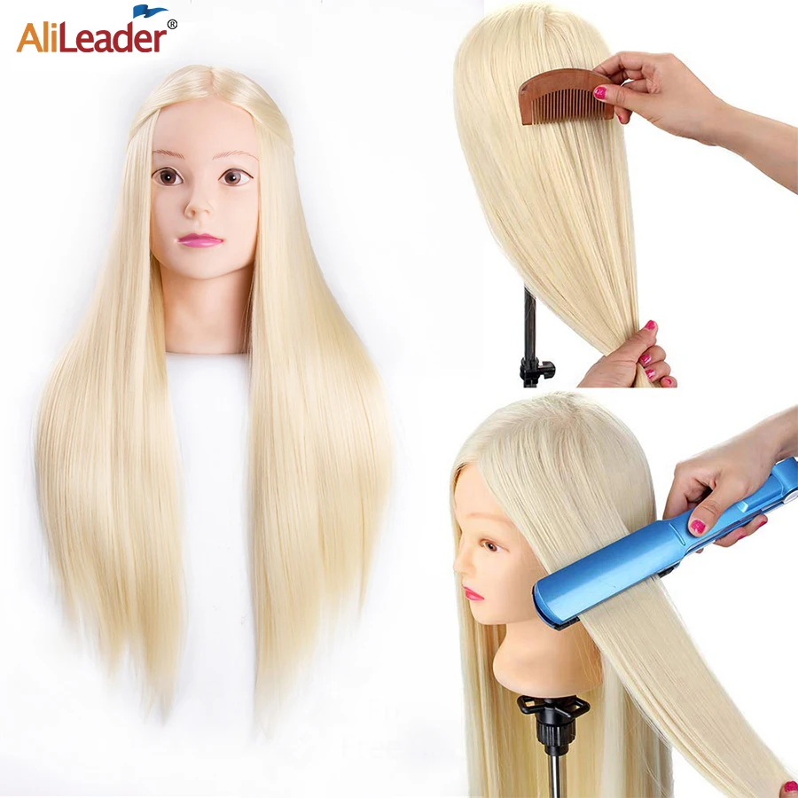 synthetic Best Quality Hair Mannequins Salon Hairdressing Hair Styling Training Head Hair Practice And Holder Hairstyle Practice