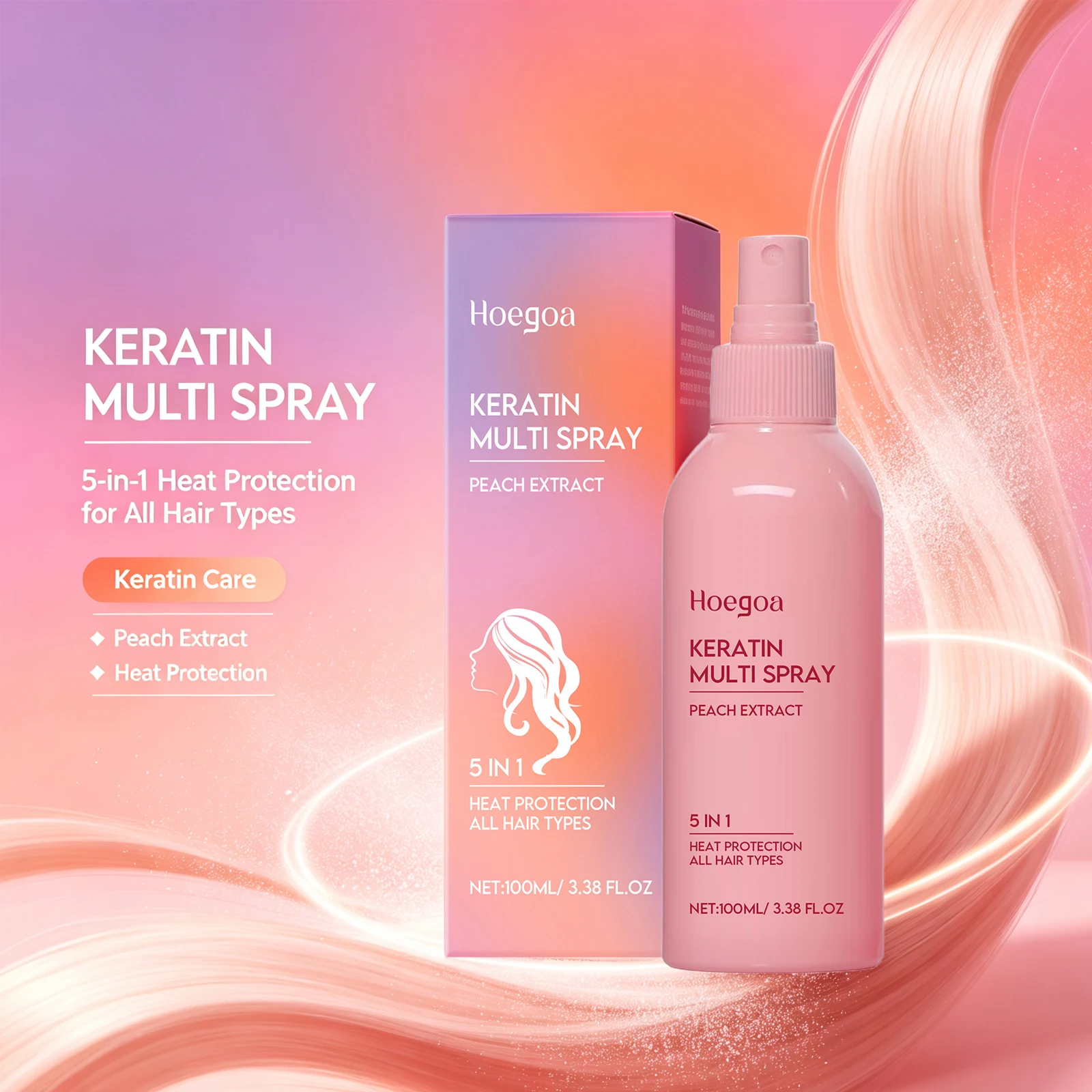 Hair Care Heat Protectant - Keratin Hair Spray Leave-In Conditioner Heat