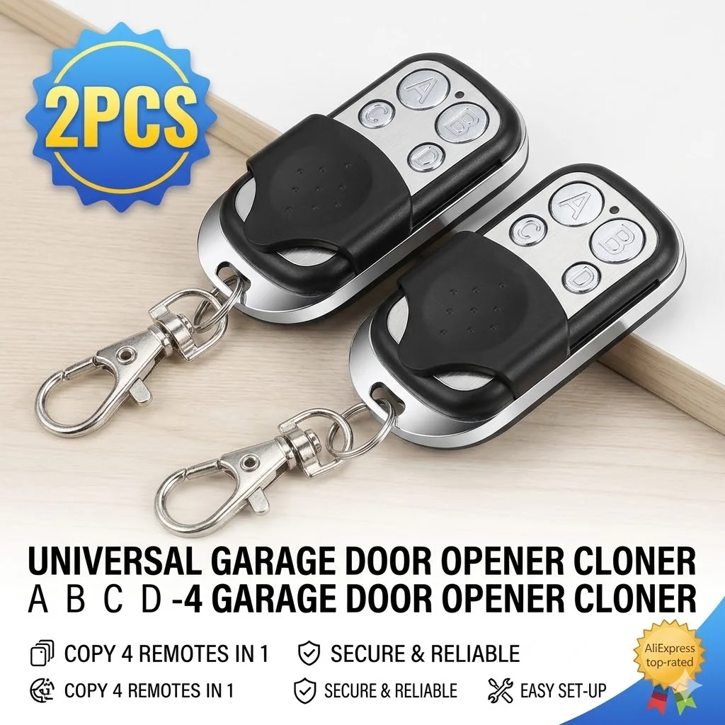 2pcs ROGER H80 E80 TX22 Garage Door Remote Control Replacement Duplicator 433.92MHz Key Fob for Gate Opener Fixed Code