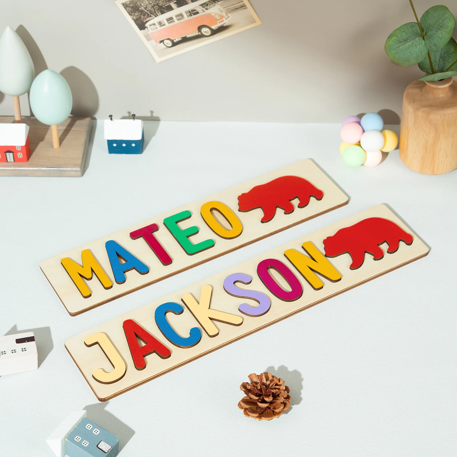 Name Puzzle for Kids Personalized Wooden Toys Custom Name Girl and Boy Birthday Montessori Toddler Toy Alphabet Puzzle