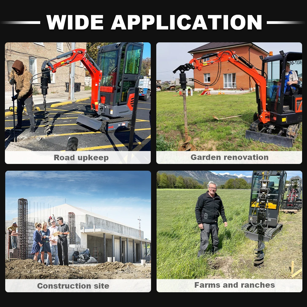 Auger - Compatible with compact excavators, comes with a free pin for efficient drilling and easy handling of piling jobs!