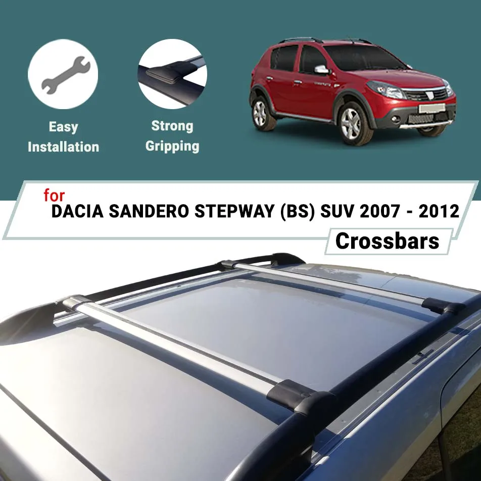 

BARS FOR DACIA SANDERO STEPWAY (BS) SUV 2007 - 2012 ON ALUMINUM ALLOY CROSS BAR CAR ROOF RACK LUGGAGE CARRIER CROSSBAR