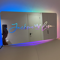 Custom Couple Name LED Marquee Mirror Light - Personalized Neon Nightlight for Christmas, Halloween & Home Decor Gift Idea