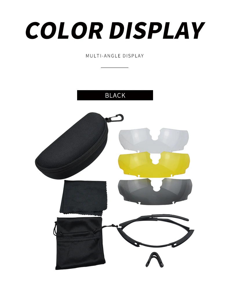 JSJM Neue Stil Taktische Schutzbrille CS Airsoft Winddicht Schießen Gläser HD 3 Objektiv Motocross Motorrad Bergsteigen Sichere Gläser – Detail 6