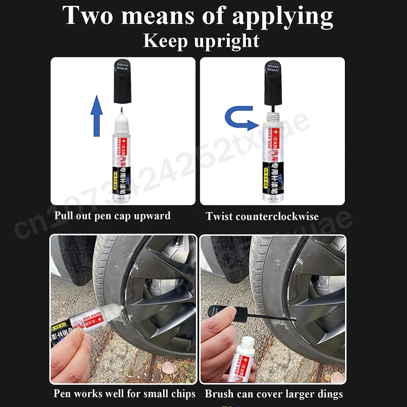 Car Wheel Scratch Repair Pen for Tesla Model 3 Y X S Black Rim Touch-Up Paint Remover Matte Black Paint Care Accessories