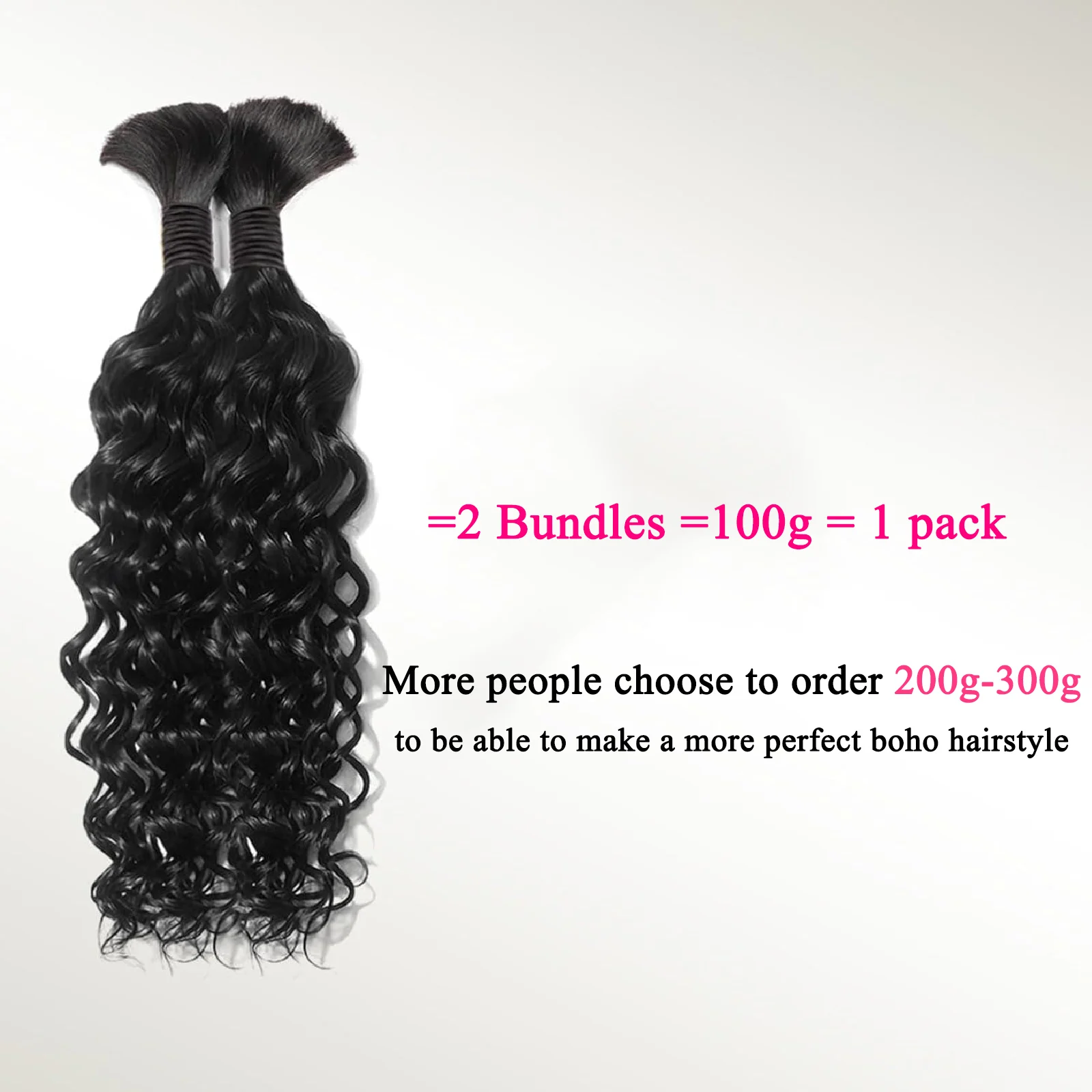 Cheveux humains bouclés pour tressage Boho, tresses Boho, vague profonde, vague d'eau, en vrac, sans trame