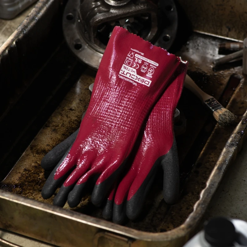 Wonder Grip 1 Pair Triple Nitrile Coating Level A4/E Anti-Cut Safety Work Gloves 15 Gauge Spandex&Mineral Fiber&HPPE Linining