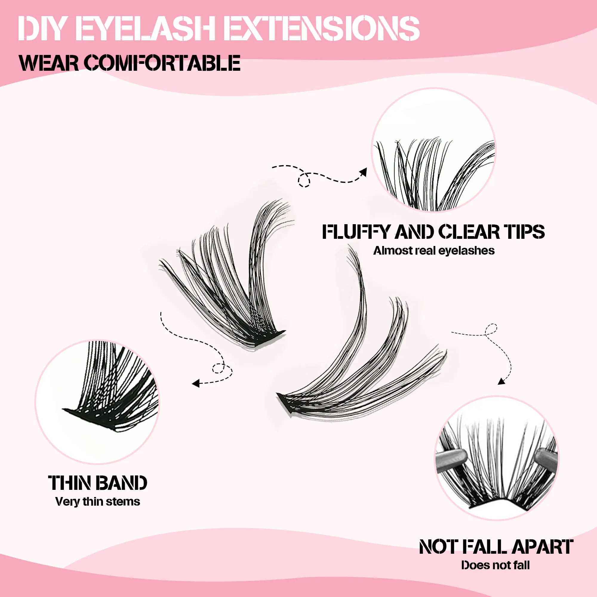 DIYまつげエクステキット 9-16mmミックス長さ、Dカールふわふわまつげ、まつげ接着剤とピンセット付き、最高のホリデーギフト