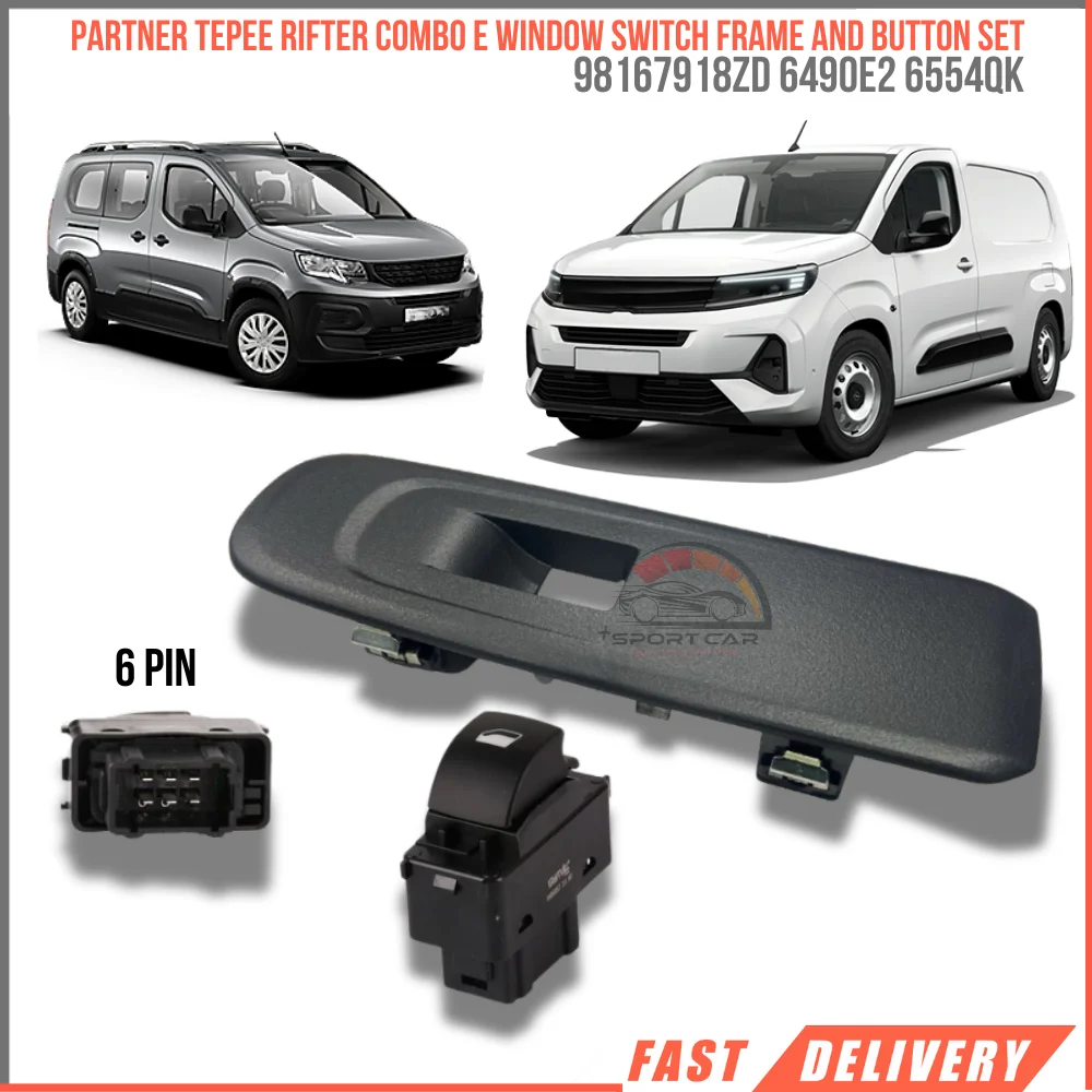 FOR PEUGEOT PARTNER Mk4 Tepee, RIFTER COMBO E Black Window Switch Frame and Button RIGHT LEFT OEM: 98167918ZD 98208815ZD 6490 E2